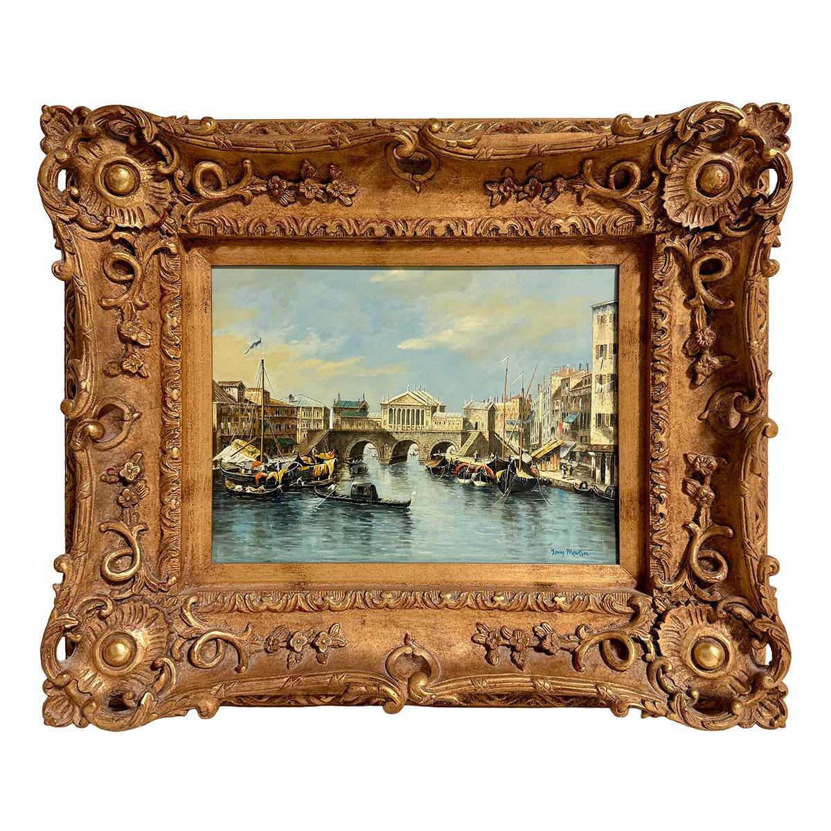 Framed Landscape Painting "Rialto Bridge in Venice"