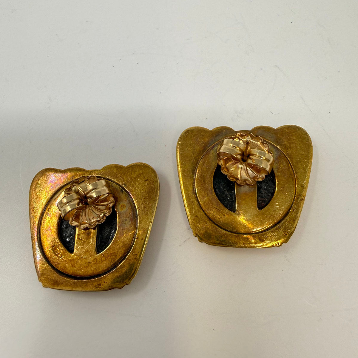 18K Gold Earrings with Coin and Diamonds