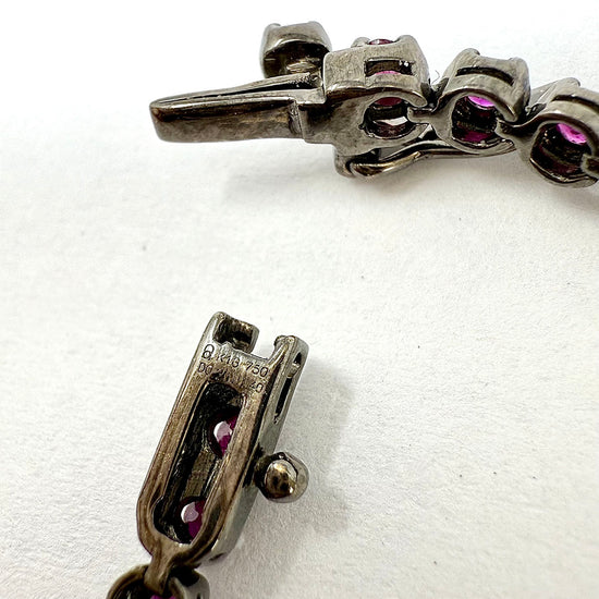 18K White Gold Tennis Bracelet with 51 Rubies and 10 Diamonds