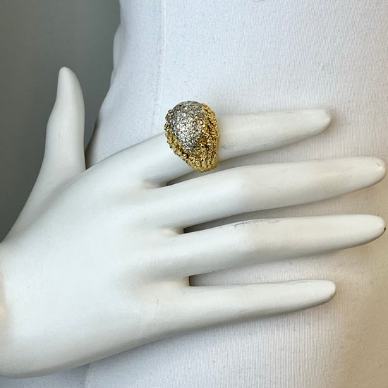 18K Gold Diamond Dome Ring