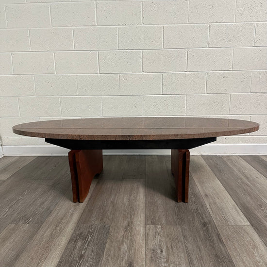 Granite Top Coffee Table with Cherry and Metal Base