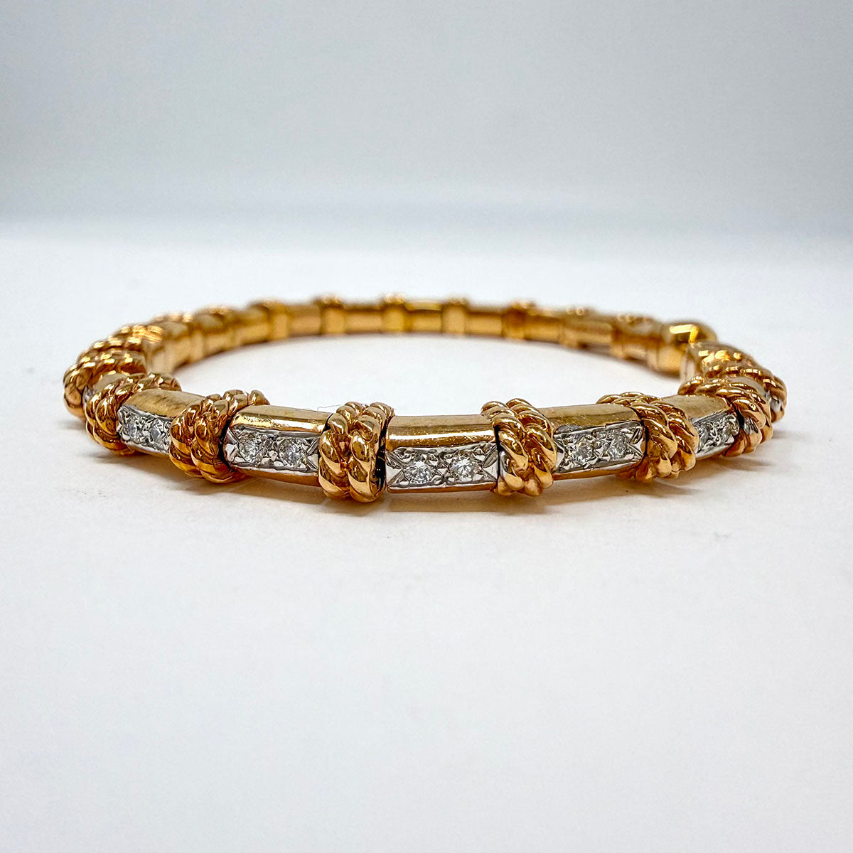 18K Rose Gold Cuff Bracelet with 40 Full Cut Diamonds