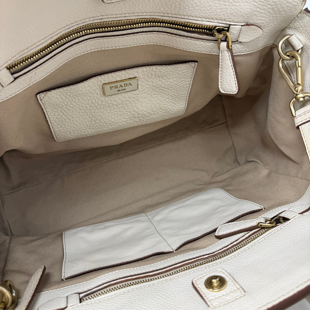Prada Vitello Daino Pebbled Leather Frame Satchel