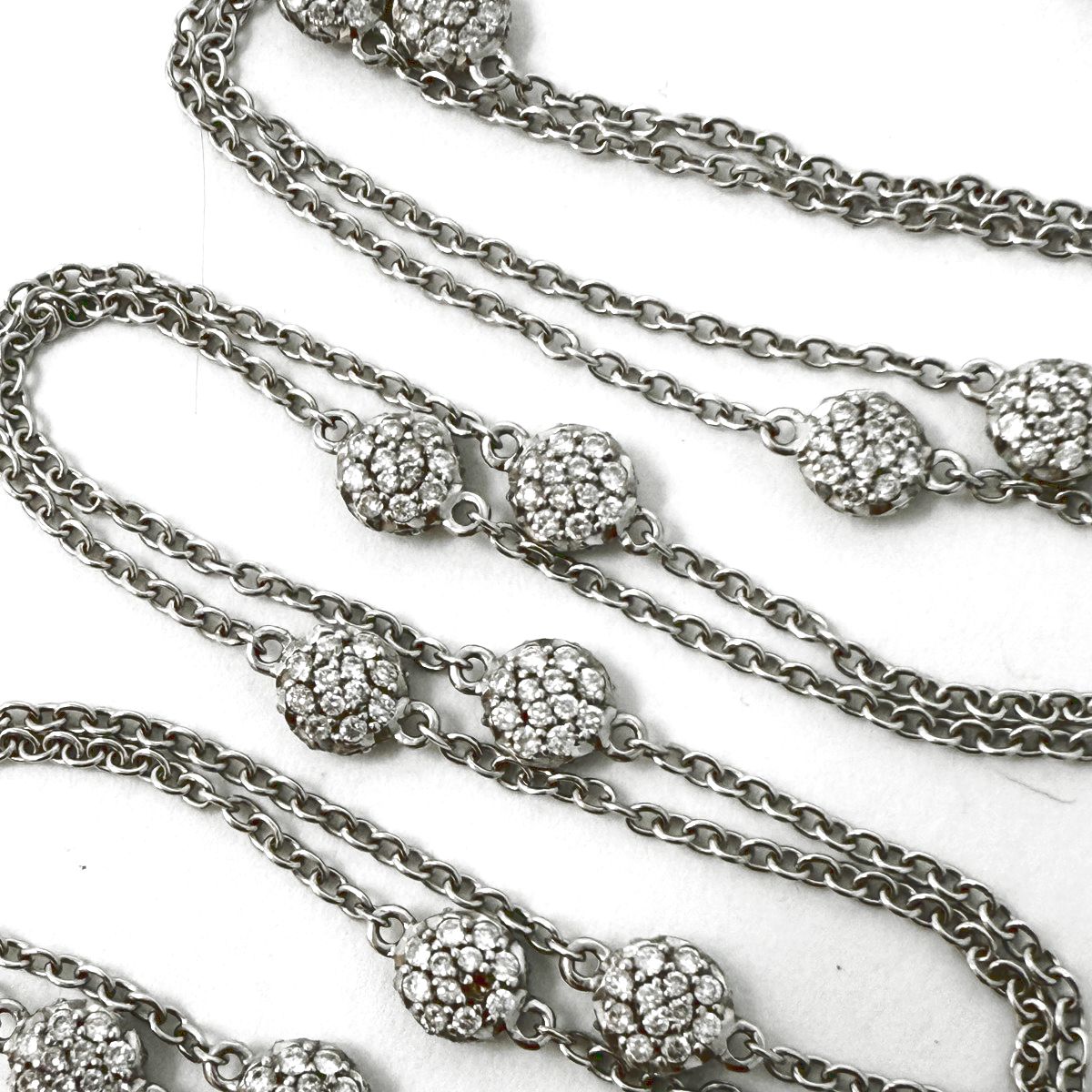 18K White 30" Diamond Station Necklace