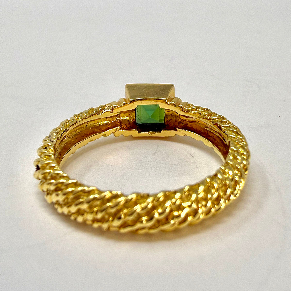 David Yurman 18K Gold Ring with Square Green Tourmaline