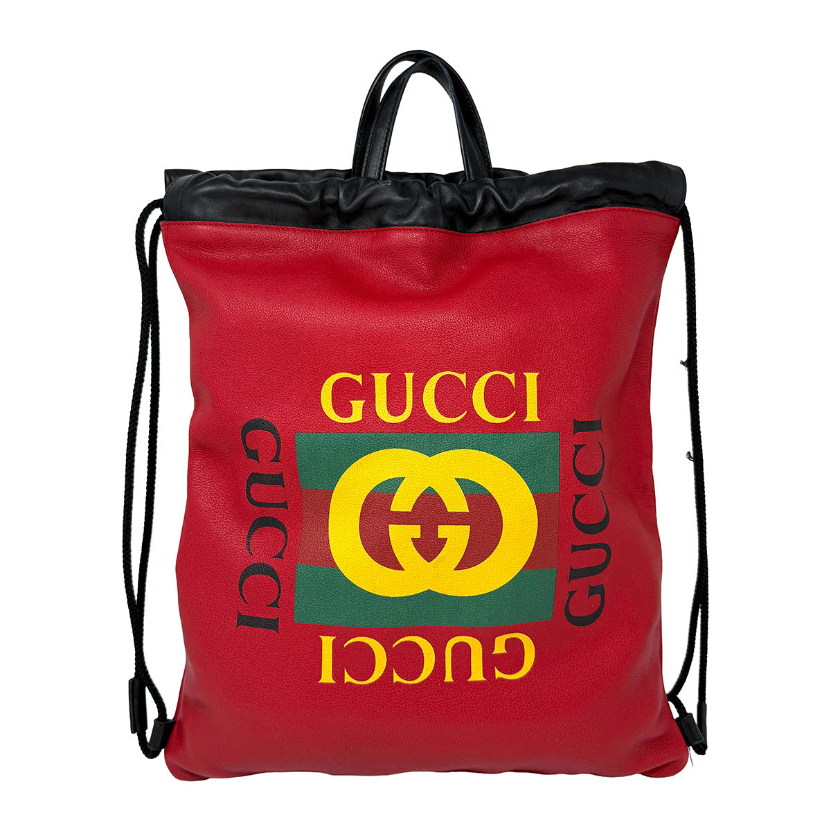 Gucci Logo Graphic Print Drawstring Backpack