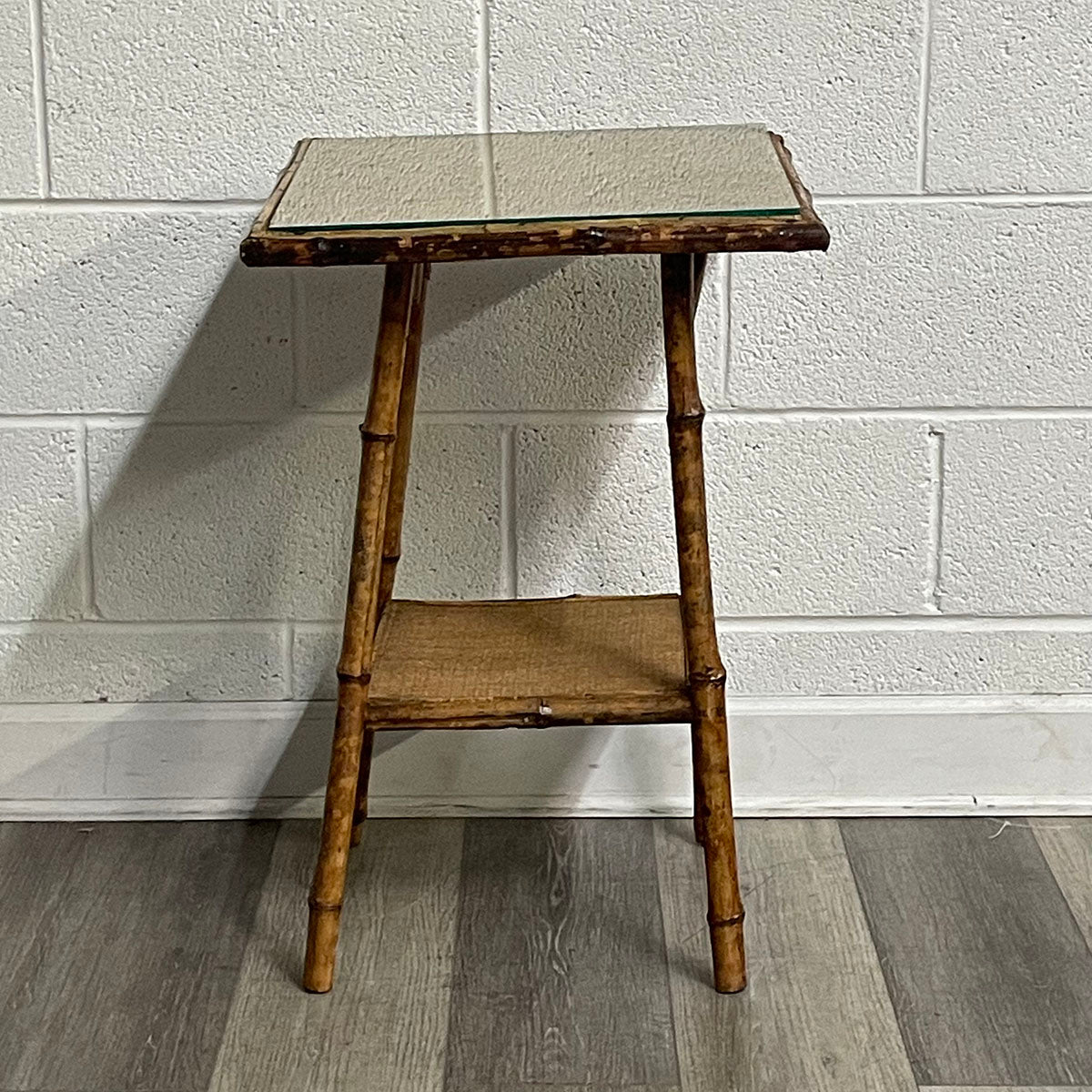 Rattan Side Table With Glass Top