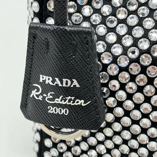 Prada Re-Edition Black and Crystal Accent Hobo