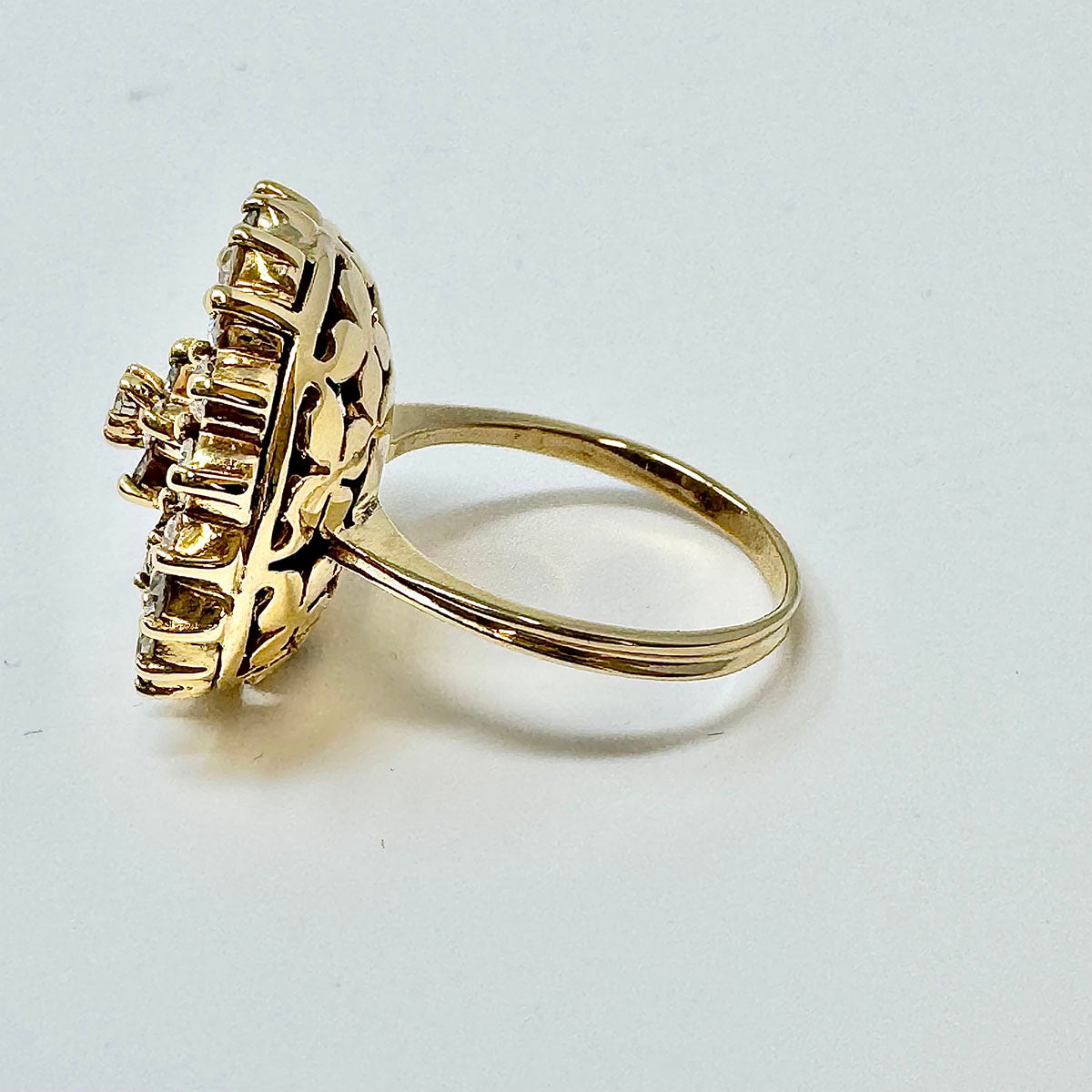 14K Gold Ring with Onyx and 40 Diamonds "Swinger" Ring