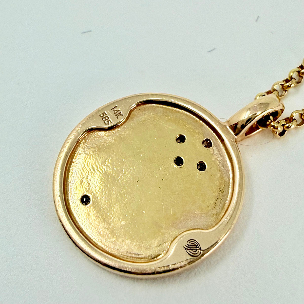 14K Gold Round "Love" Pendant Necklace with Diamond