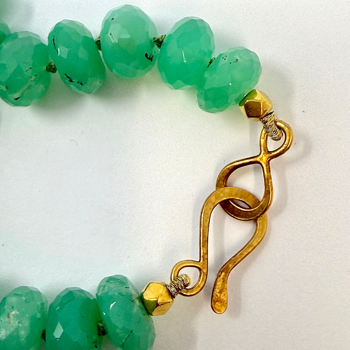 32" Tsavorite Bead Necklace with 18K Gold Stations