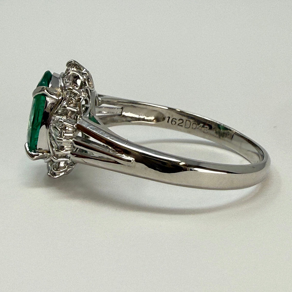 Platinum Emerald and Diamond Ring