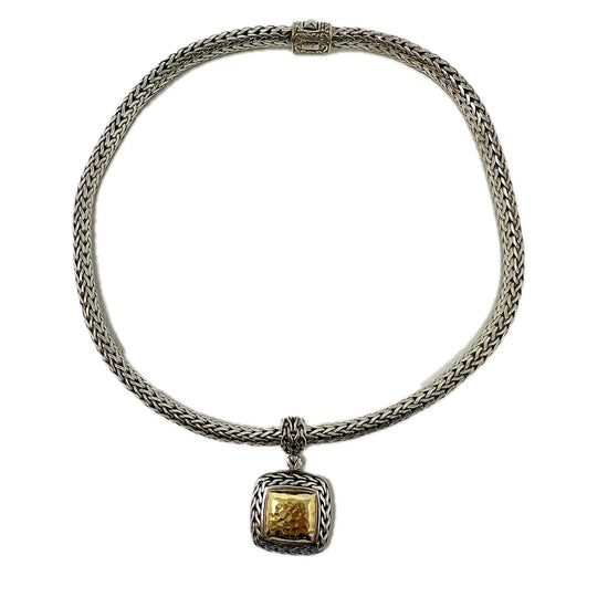 John Hardy Two Tone Palu Square Hammered Necklace