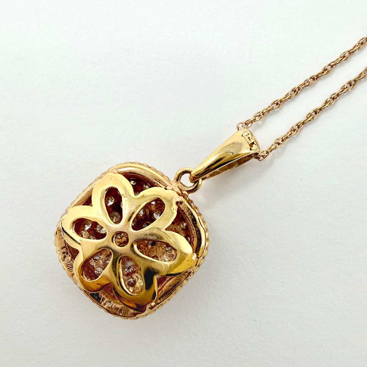 14K Rose Gold Necklace with Diamond Pendant