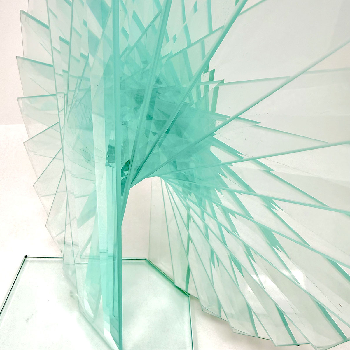 Spiral Motion Glass Sculpture, Signed