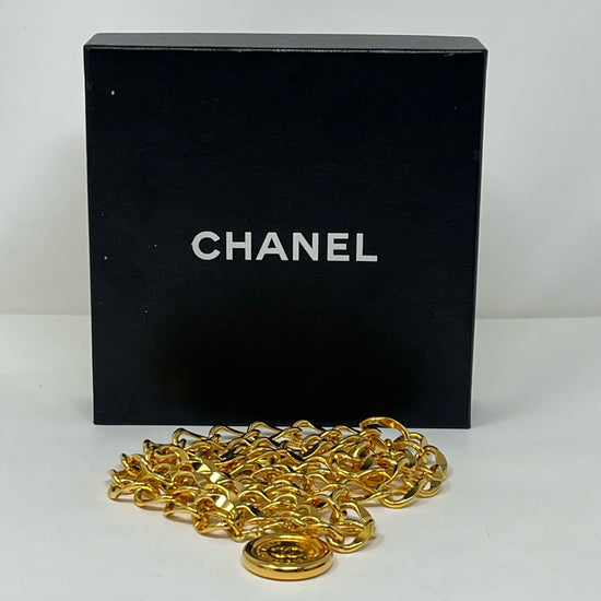 Chanel Gold-tone Chain Link Medallion Belt