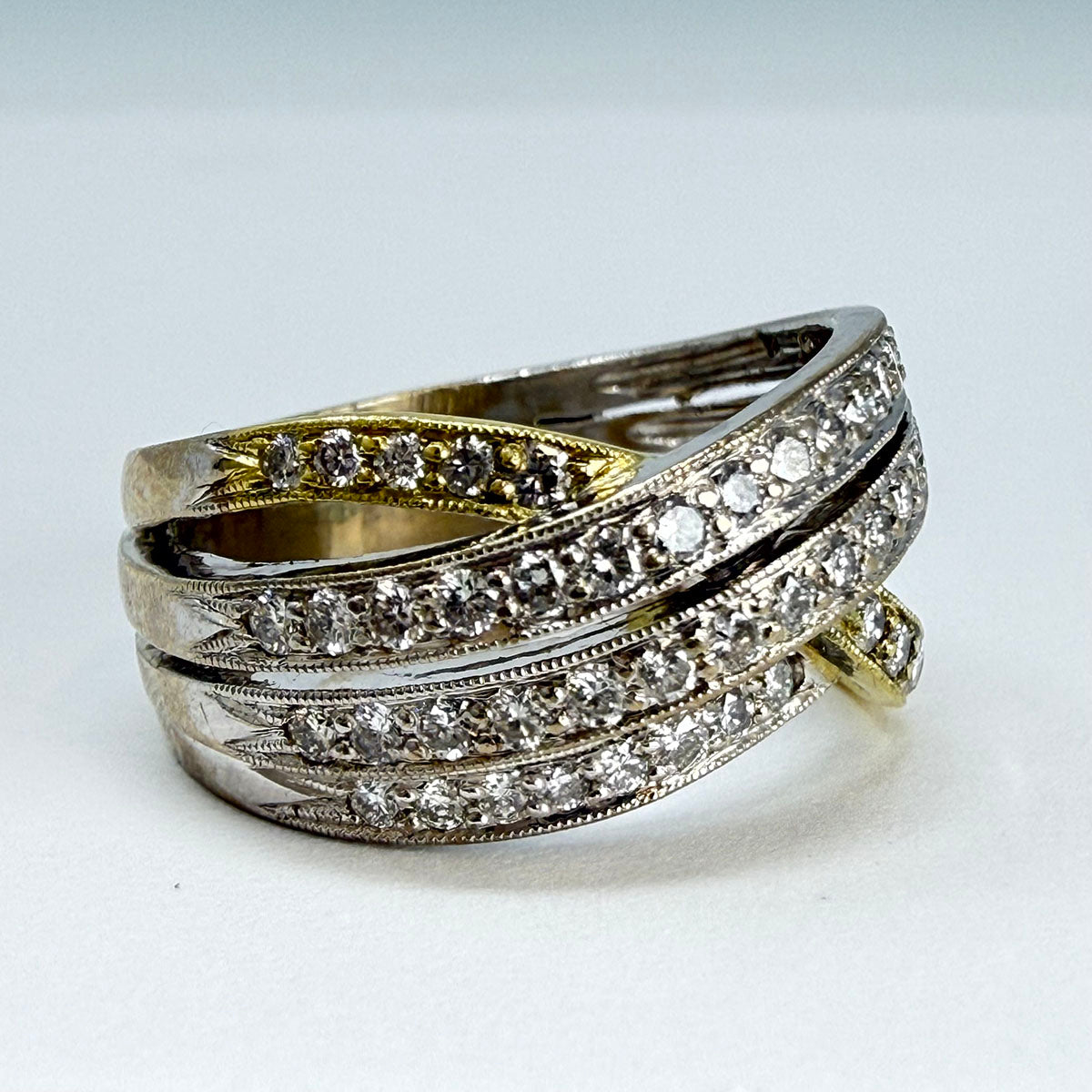 Simon G 18K Gold Diamond Crossover Ring