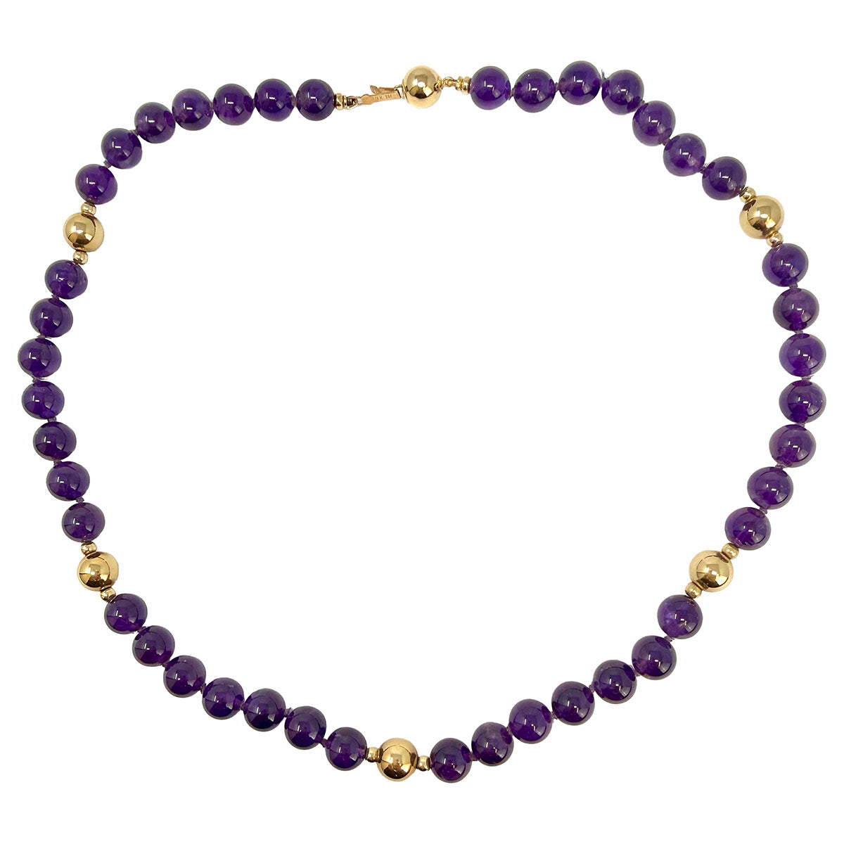 Amethyst and 14K Gold Ball Necklace
