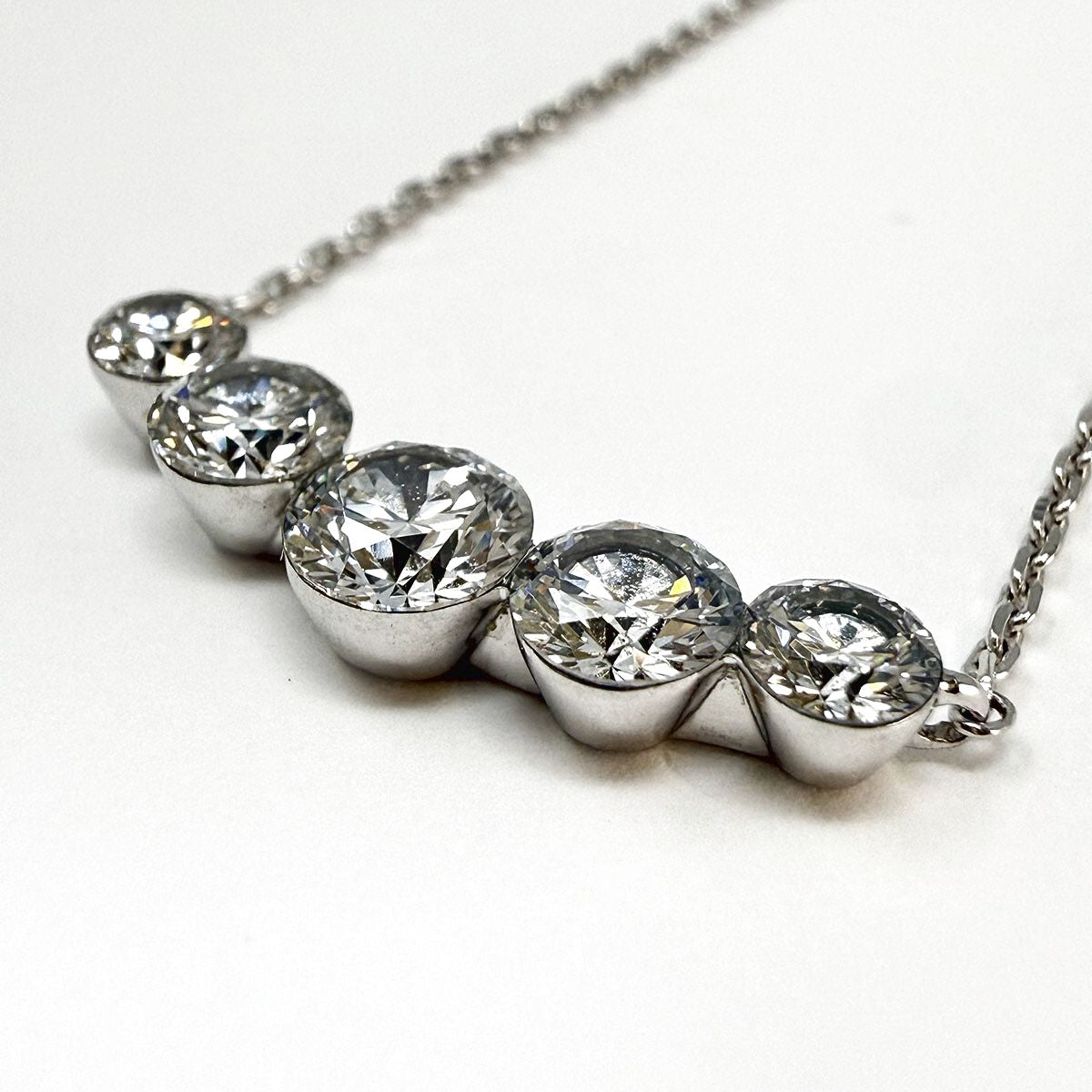 14K White Gold 18" Necklace with 5  Lab Grown Diamonds
