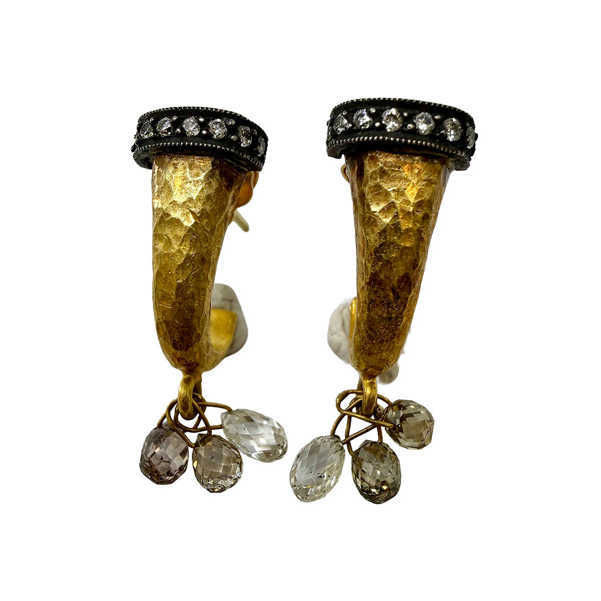 24K Matte Gold Diamond Huggie Earrings