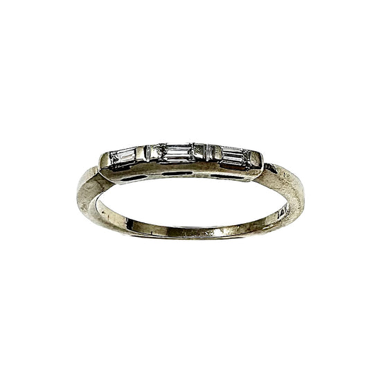 14K White Gold Band with 3 Straight Diamonds