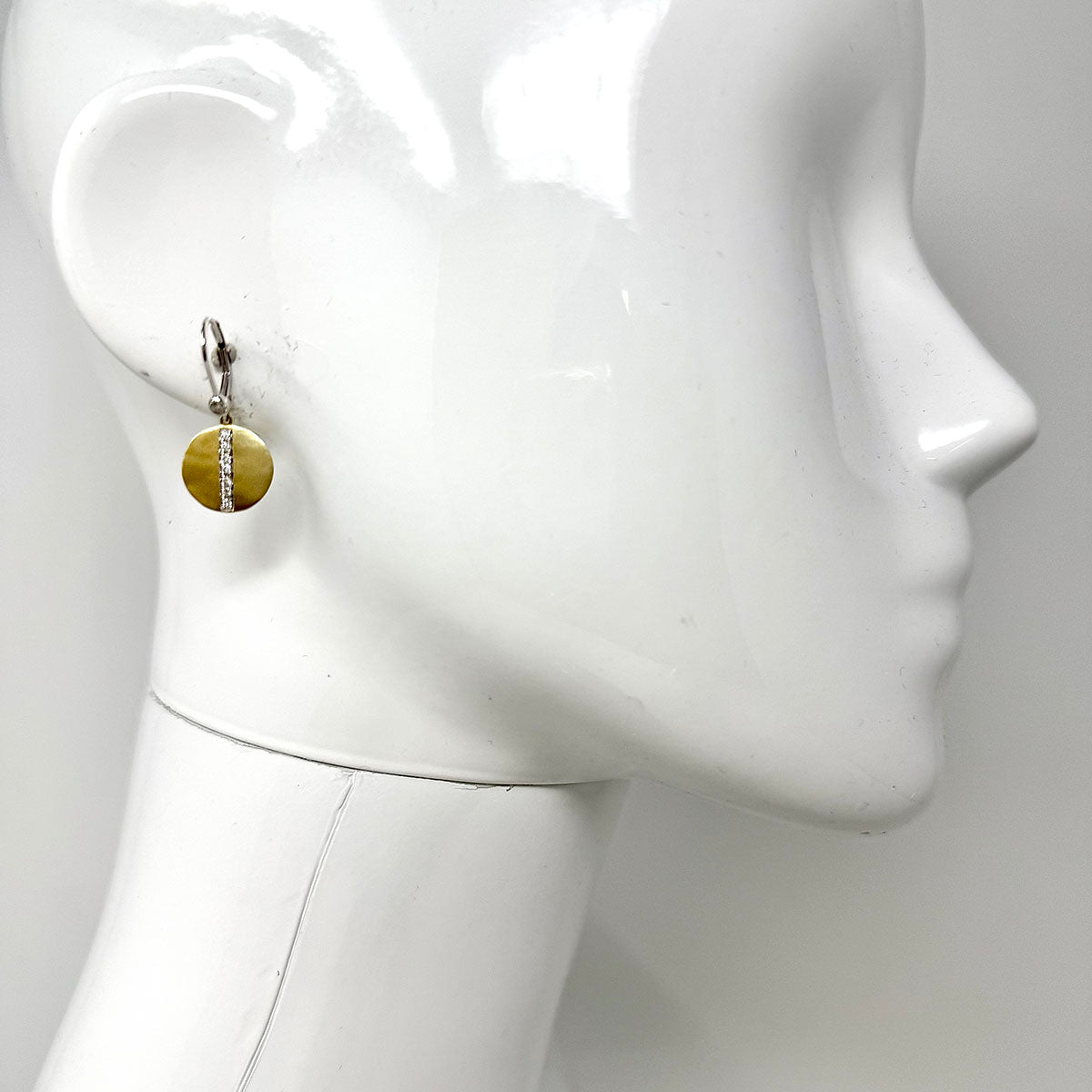 14K Gold  Dangle Disc Earrings with 0.27ct Diamonds