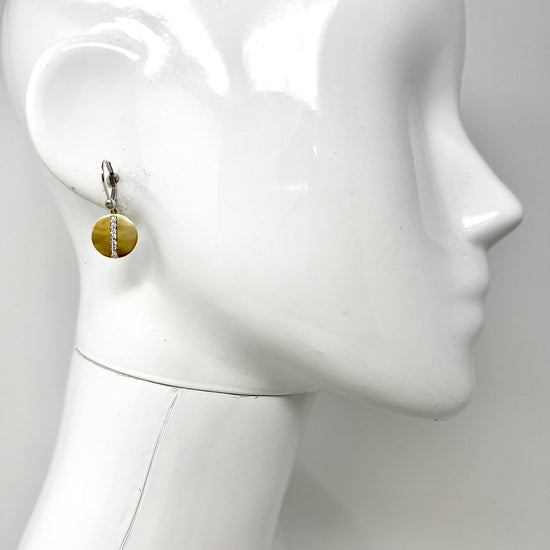 14K Gold  Dangle Disc Earrings with 0.27ct Diamonds