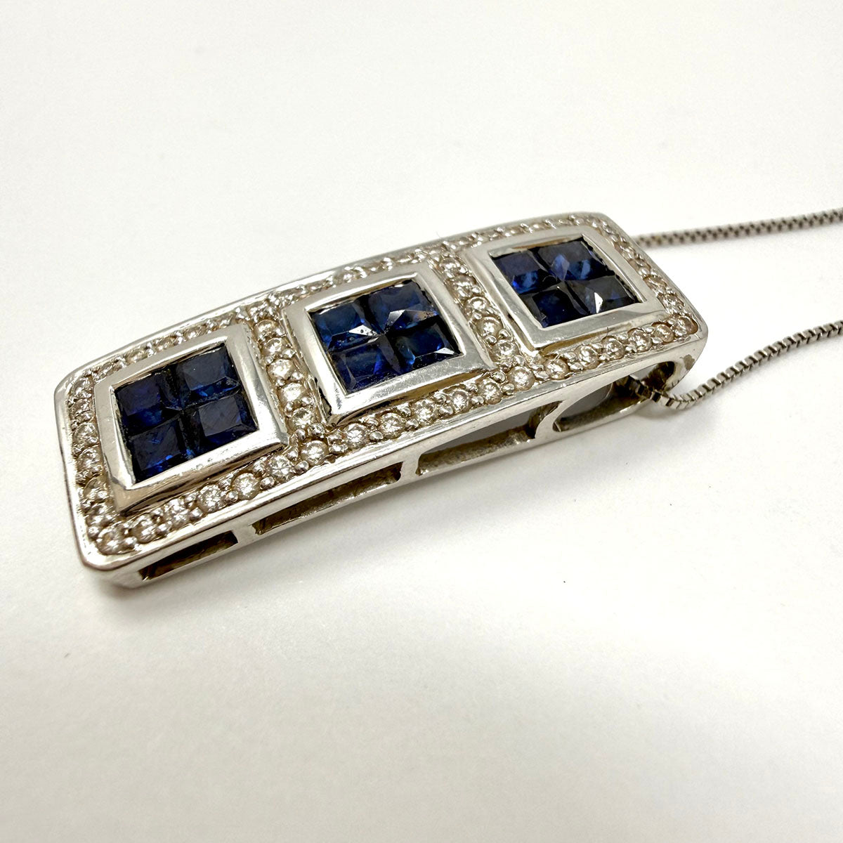 Sapphire and Diamond Pendant Necklace