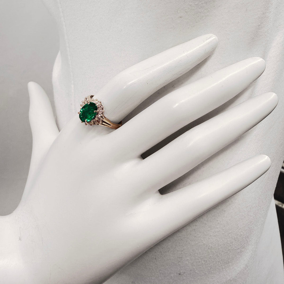 Platinum Emerald and Diamond Ring