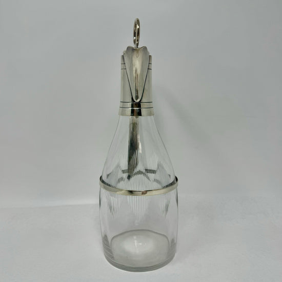 Glass and Sterling Claret Jug with Cork Stopper