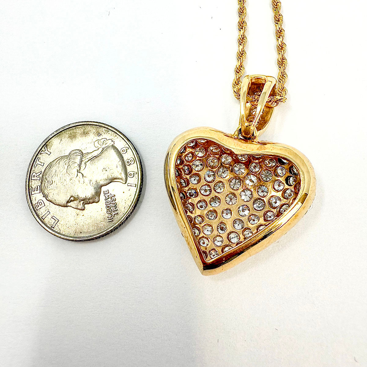 14K Twisted Chain Necklace with Diamond Heart Pendant