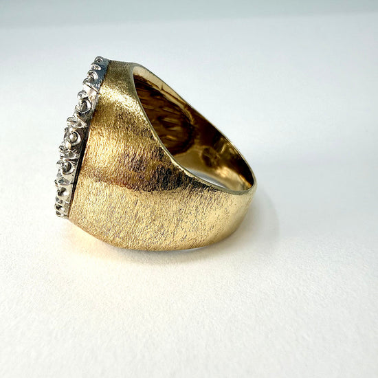 14K Gold Diamond Signet Ring