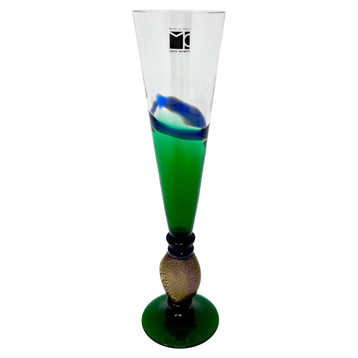 Art Glass Champagne Flute, Signed