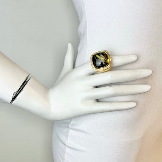 David Yurman 18K Gold Albion Ring with Mexican Opal and Diamond