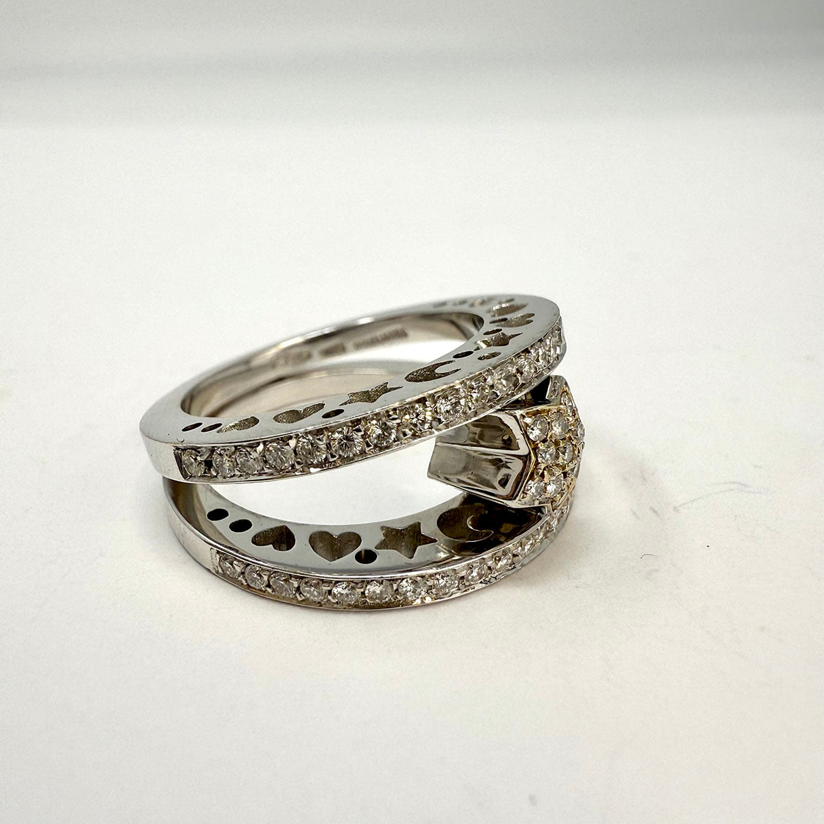 Giolomoda 18K White Gold Star Design Diamond Ring