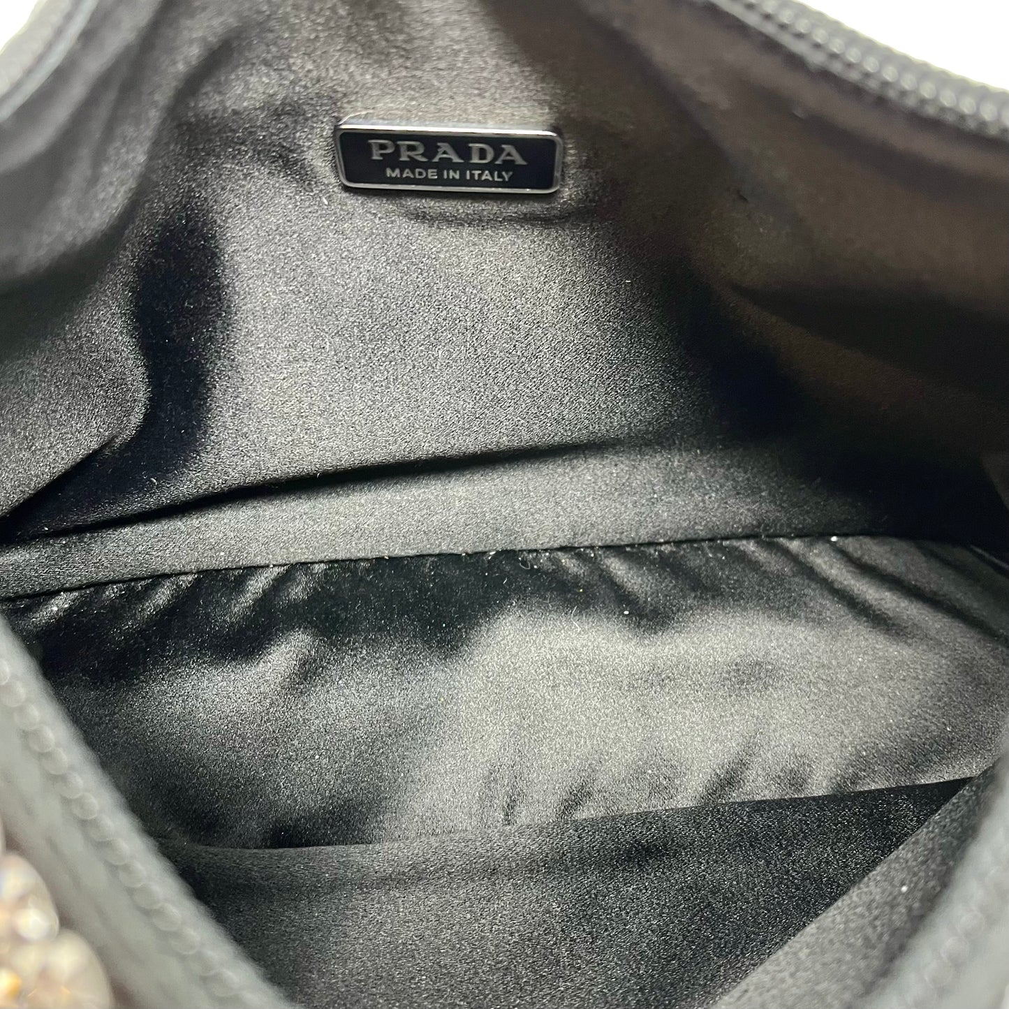 Prada Re-Edition Black and Crystal Accent Hobo