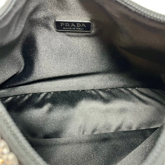 Prada Re-Edition Black and Crystal Accent Hobo