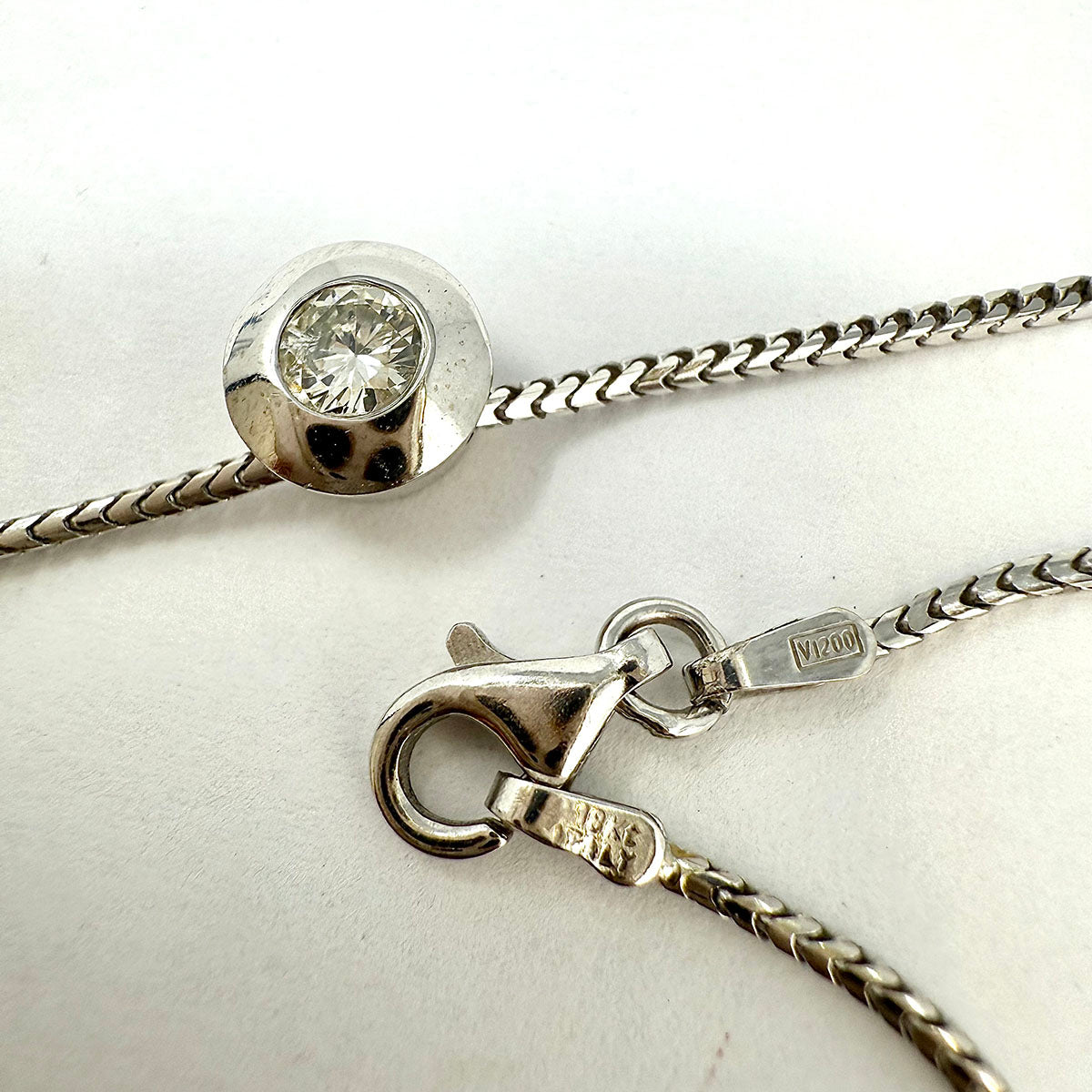 18K White Gold Necklace with .25ct Bezel Set Diamond