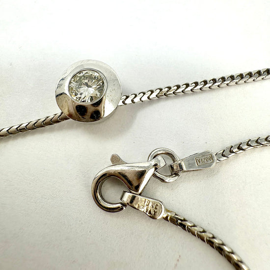 18K White Gold Necklace with .25ct Bezel Set Diamond