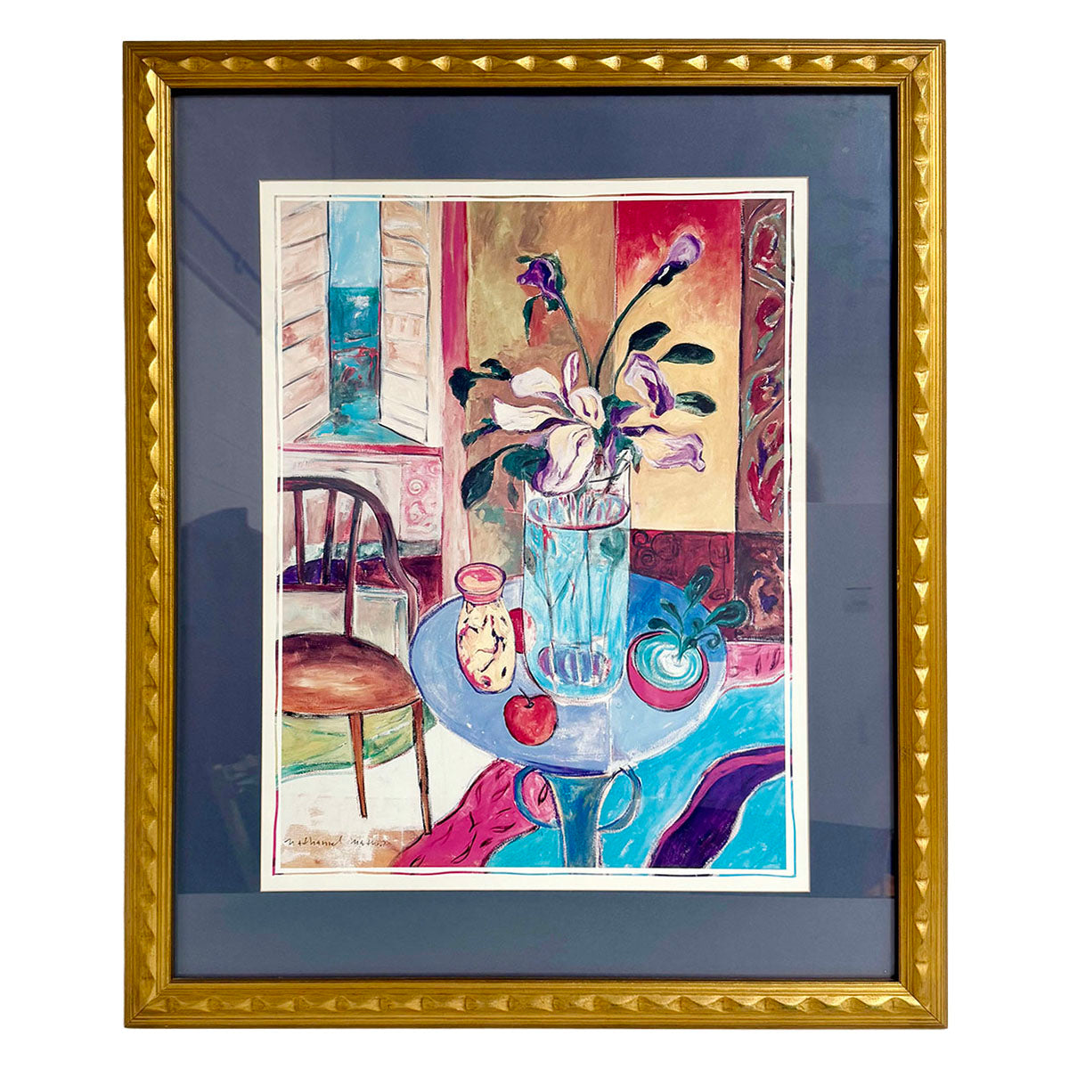 Still Life Print with Flowers & Chair