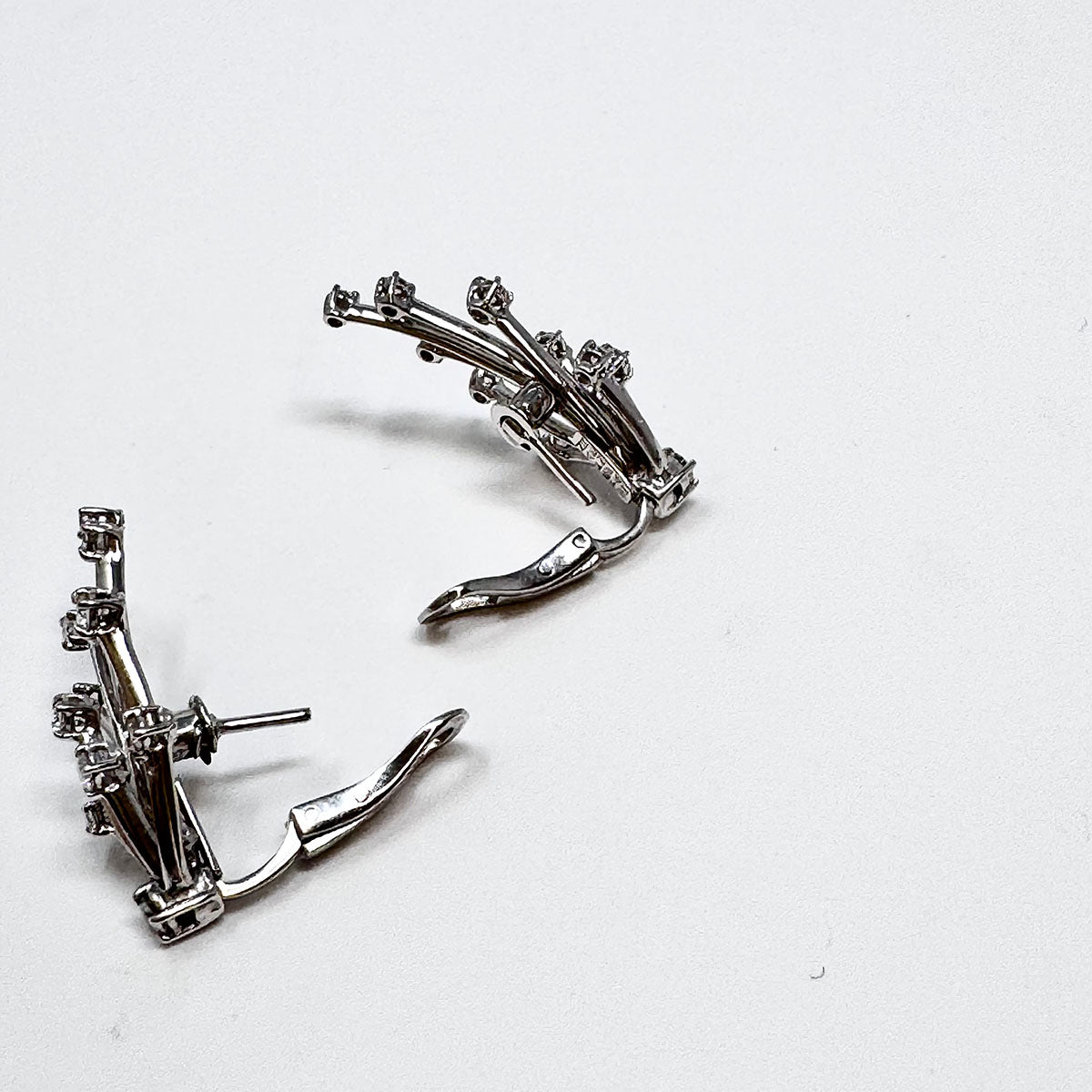 18K White Gold Diamond Spray Clip-on Earrings