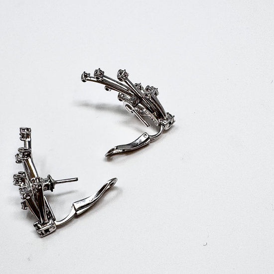 18K White Gold Diamond Spray Clip-on Earrings