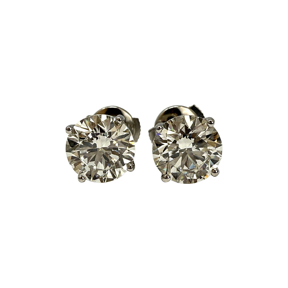 14K White Gold Lab Grown 3.17ct Diamond Stud Earrings