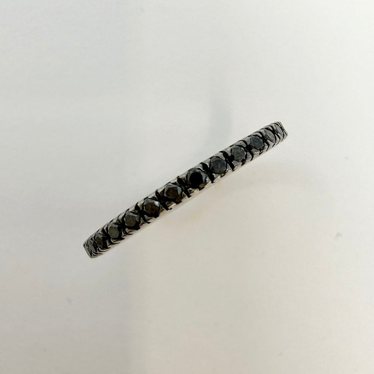 14K White Gold Black Diamond Eternity Band