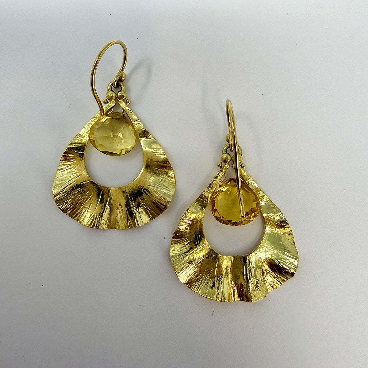 14K Gold Drop Earrings with Citrine