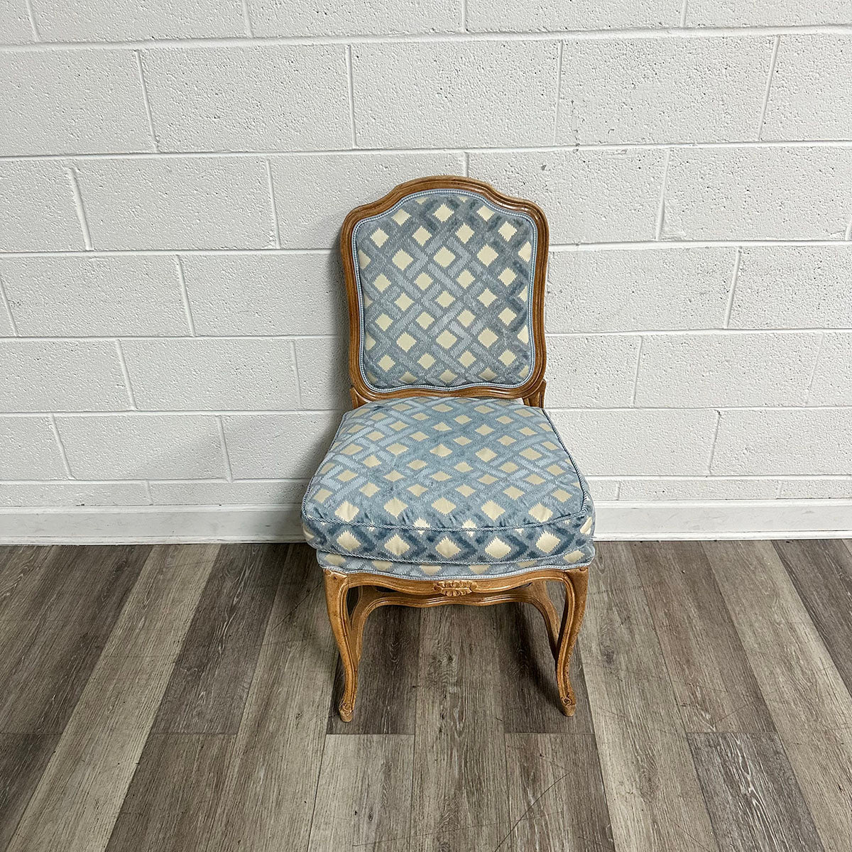 Blue Lattice Upholstered Chair