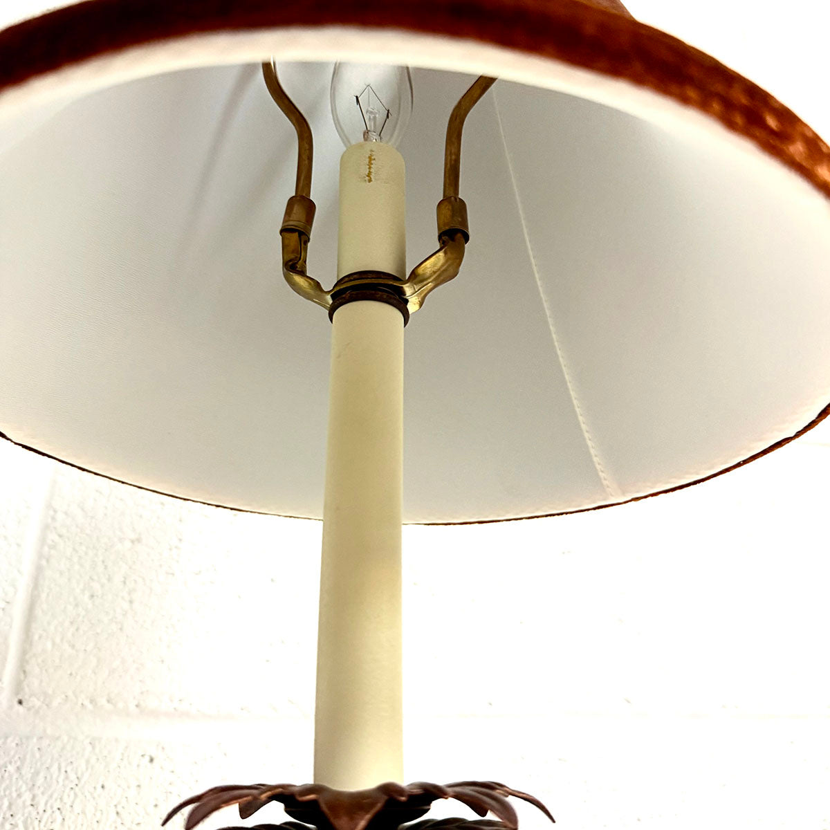 Pair of Candlestick Lamps with Feather Ball Accent