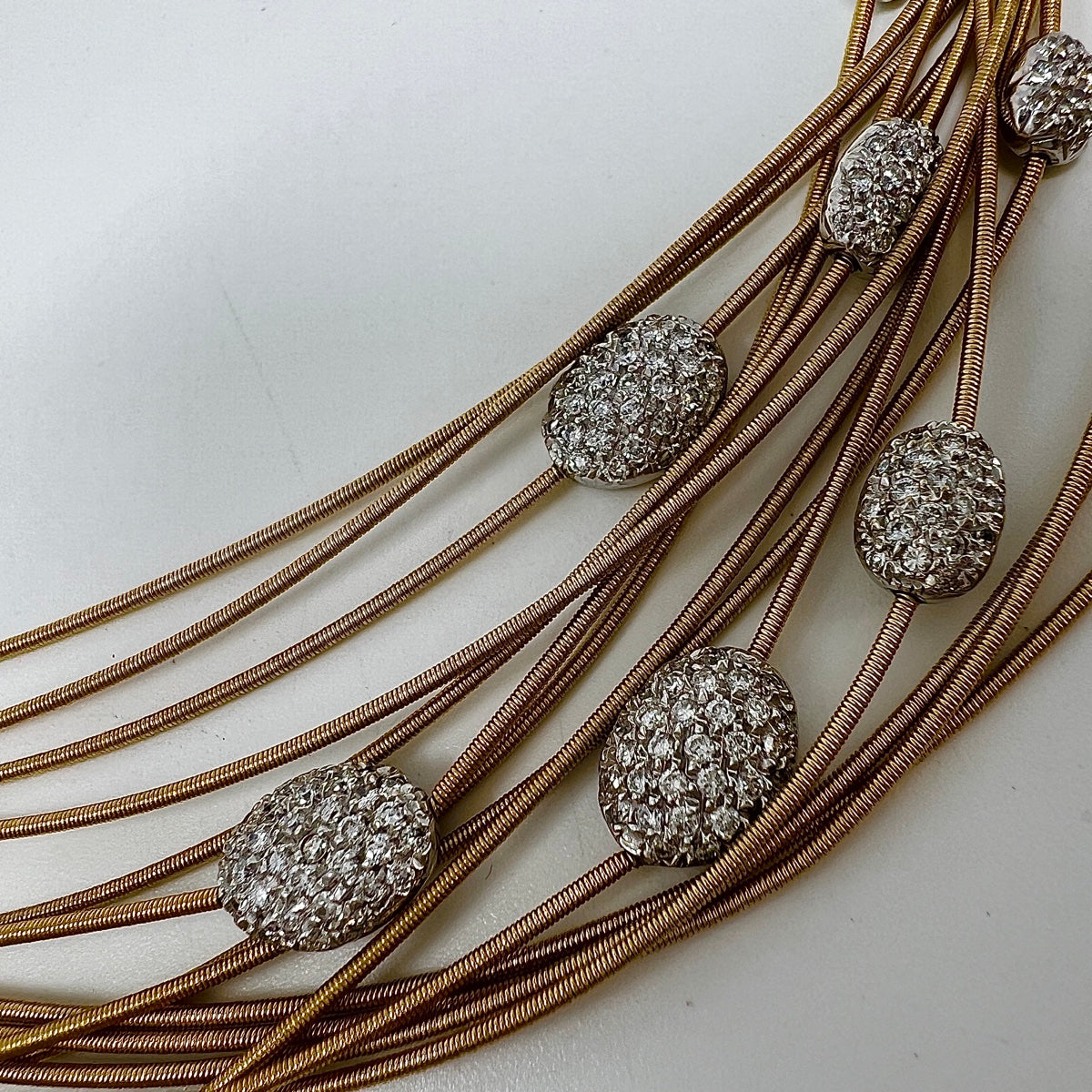 Marco Bicego 18K Gold 14 Strand 16.5" Diamond Station Necklace