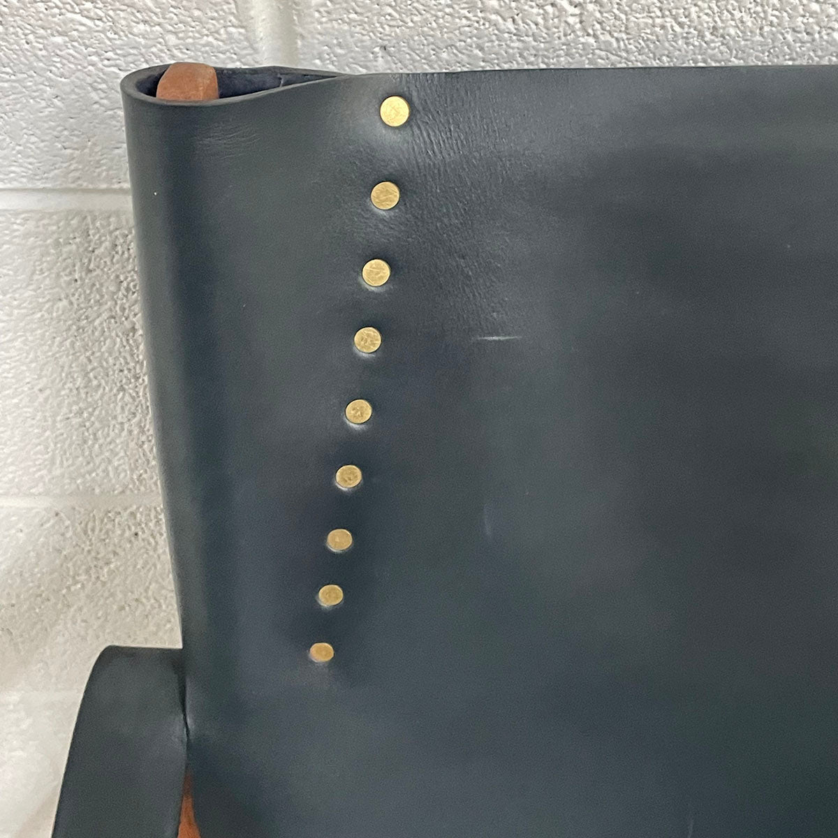 Set of 4  Leather & Wood Safari Lounge Chairs