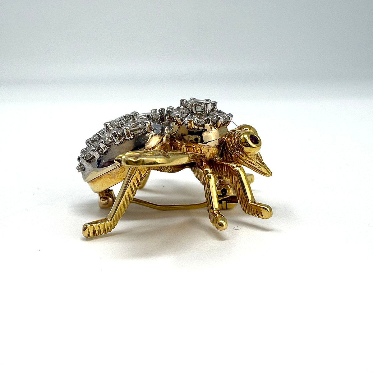 Rosenthal 18K Gold Bee Pin with 19 Full Cut Diamonds
